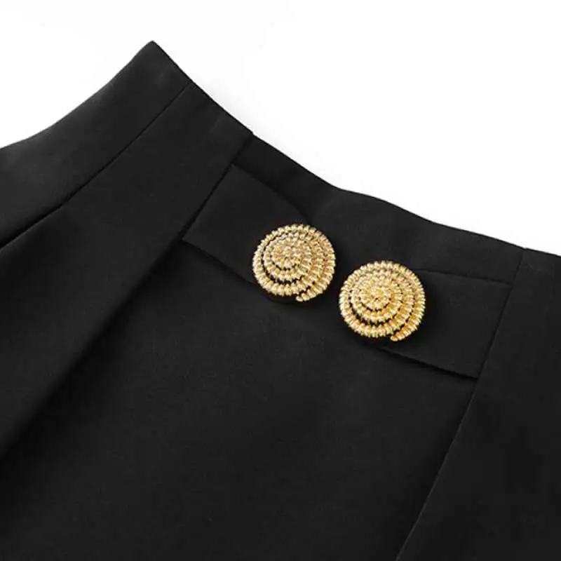 Ensemble haut à col roulé et jupe unie pour femme, manches longues, noir, nouveau