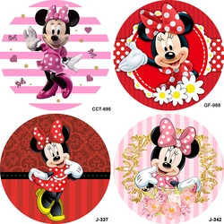 Disney Round Background Photo Backdrop Cartoon Mickey Minnie Mouse Girl Birthday Stage Decor Banner Photocall Circle Backdrops