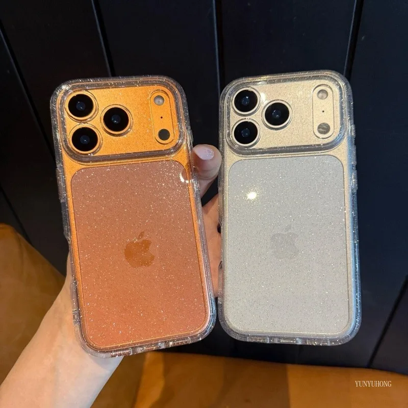 

YUNYUHONG Luxury Bling Glitter Silicone Clear Phone Case for IPhone Air 14 15 16Plus 13 17ProMax 17ProTransparent Soft TPU Cover