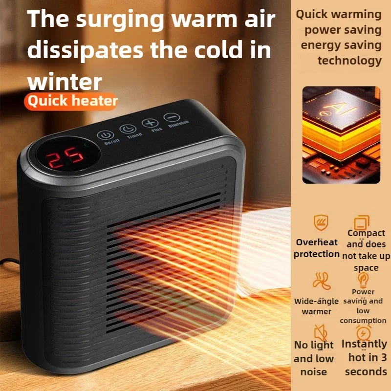 Mini 2nd Gear Heater 800W Bathroom Heating Wall-mounted Heater Multi-functional Touch Hot Fan Can Be Timed EU US PTC Heater