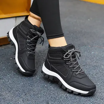 女士運動鞋 白色休閒防滑跑步鞋 戶外健行登山防水透氣繫帶厚底運動鞋 10 最佳銷售 女士健行鞋 - №9