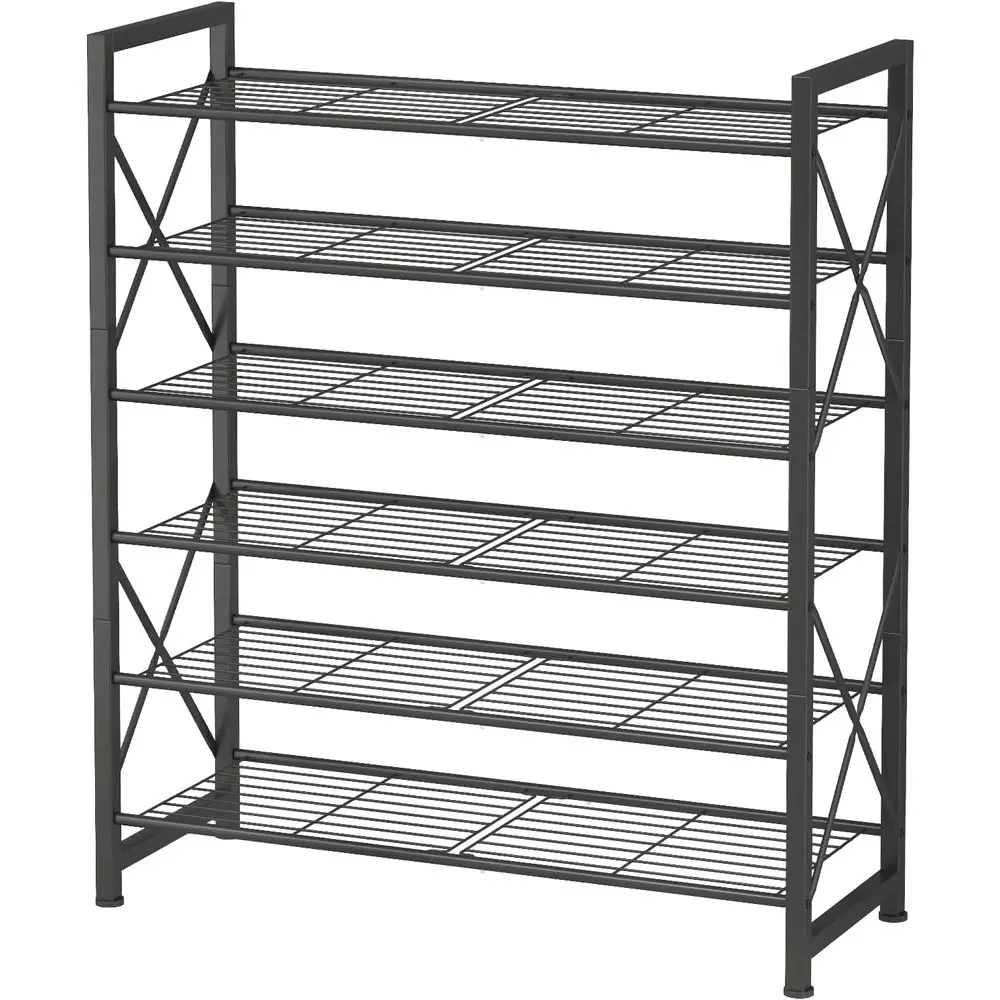

6 Tier Metal Shoe Rack, Tall Shoe Shel Holds 30 Pairs, Veal Shoe Organizer or Entryway, Garage, Closet, ront Door