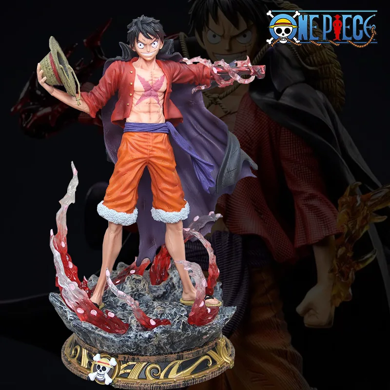 

ONE PIECE Overlord Color Sakura Luffy Anime Figure Straw Hat Double Headed Interchangeable Luminescent Decoration Model Toy 37cm