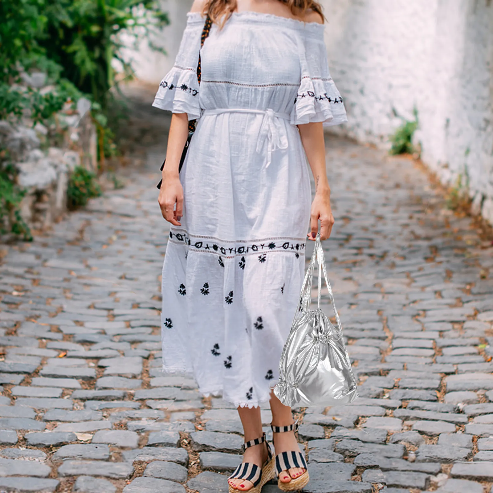 

Waterproof Nylon Backpack Drawstring Foldable Large Capacity Travel Sports Bag For Gym School Double Shoulder Design Heavy Duty