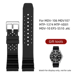 For Casio Marlin MDV-106 Duro MDv107 MTP-1374 MTP-VD01 MDV-10 EFS-S510 rubber strap 22mm Soft Silicone Strap Bracelet pin Buckle