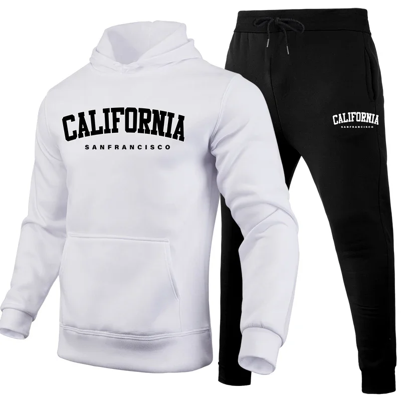 

Autumn Winter Mens Tracksuit Printed Casual Sweatshirt Set Outdoors Sports Jogging Mens Clothing Korean Style Hoodies Sportswear