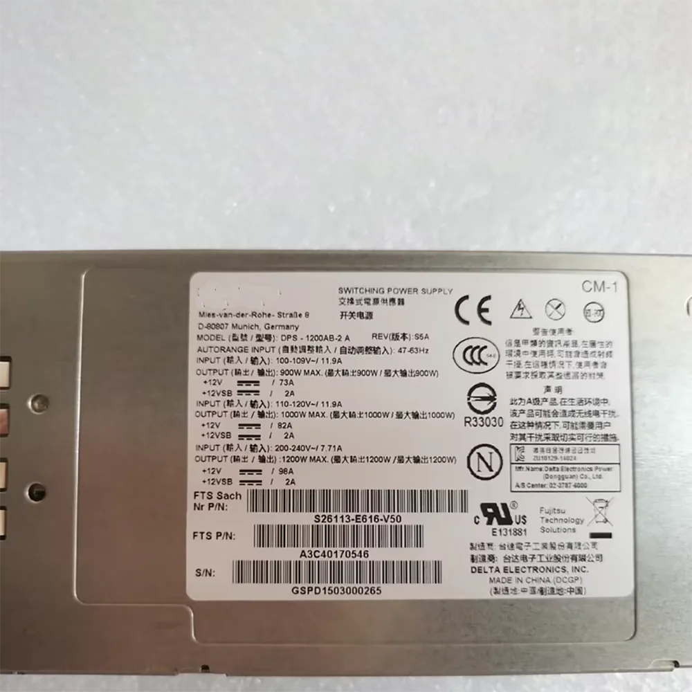 For Fujitsu RX2540M11200W power supply S26113-E616-V50 DPS-1200AB-2 A