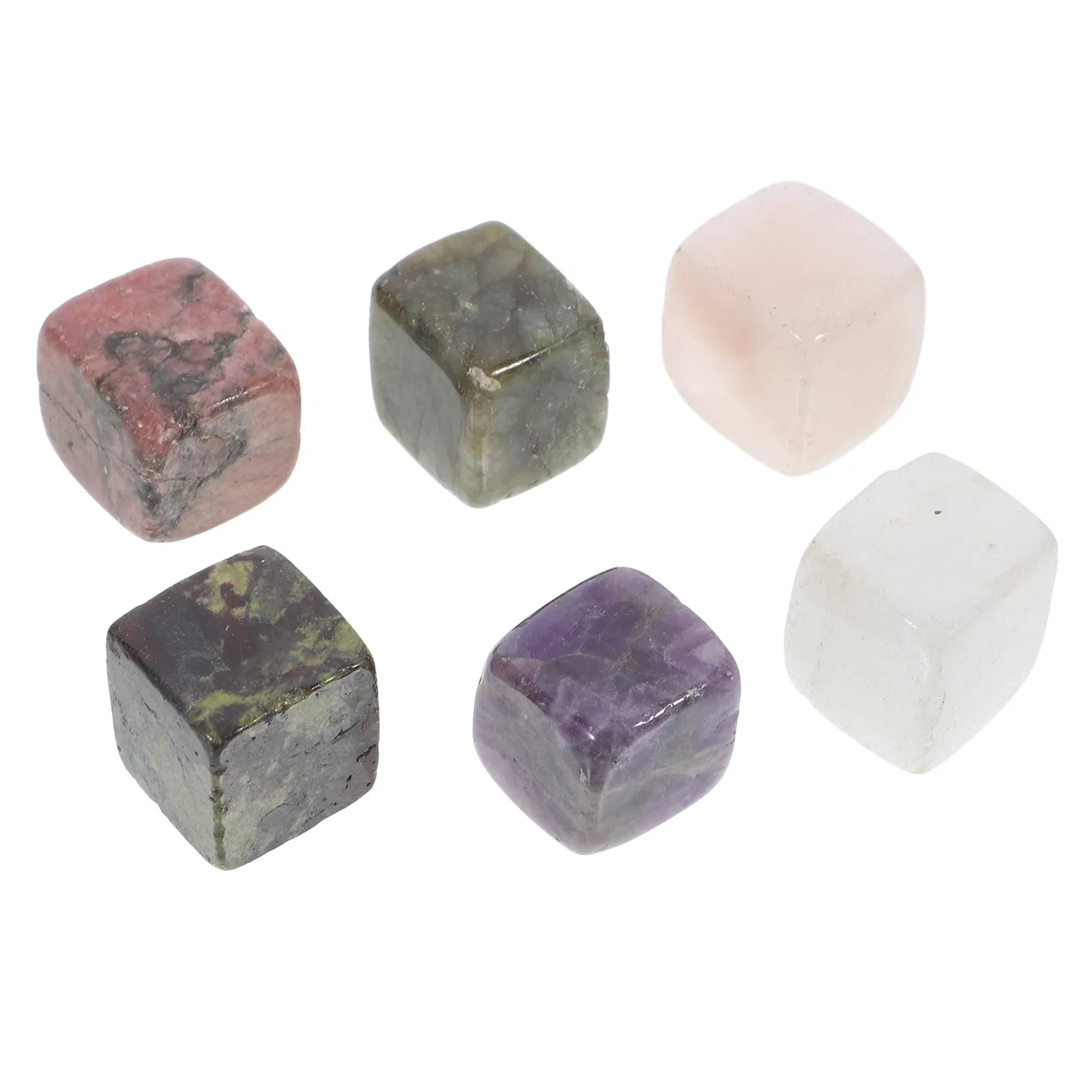 

6 pcs 6 Crystal Ice Cubes 0.8Inch Quartz Stones Set Various Colors Drink Chilling Home Bar Accessories Gifts