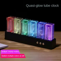 Technology Sense RGB Computer Desktop Creative Seat Clock Glow Tube Clock Electronic Flipping Table Clock LED Digital