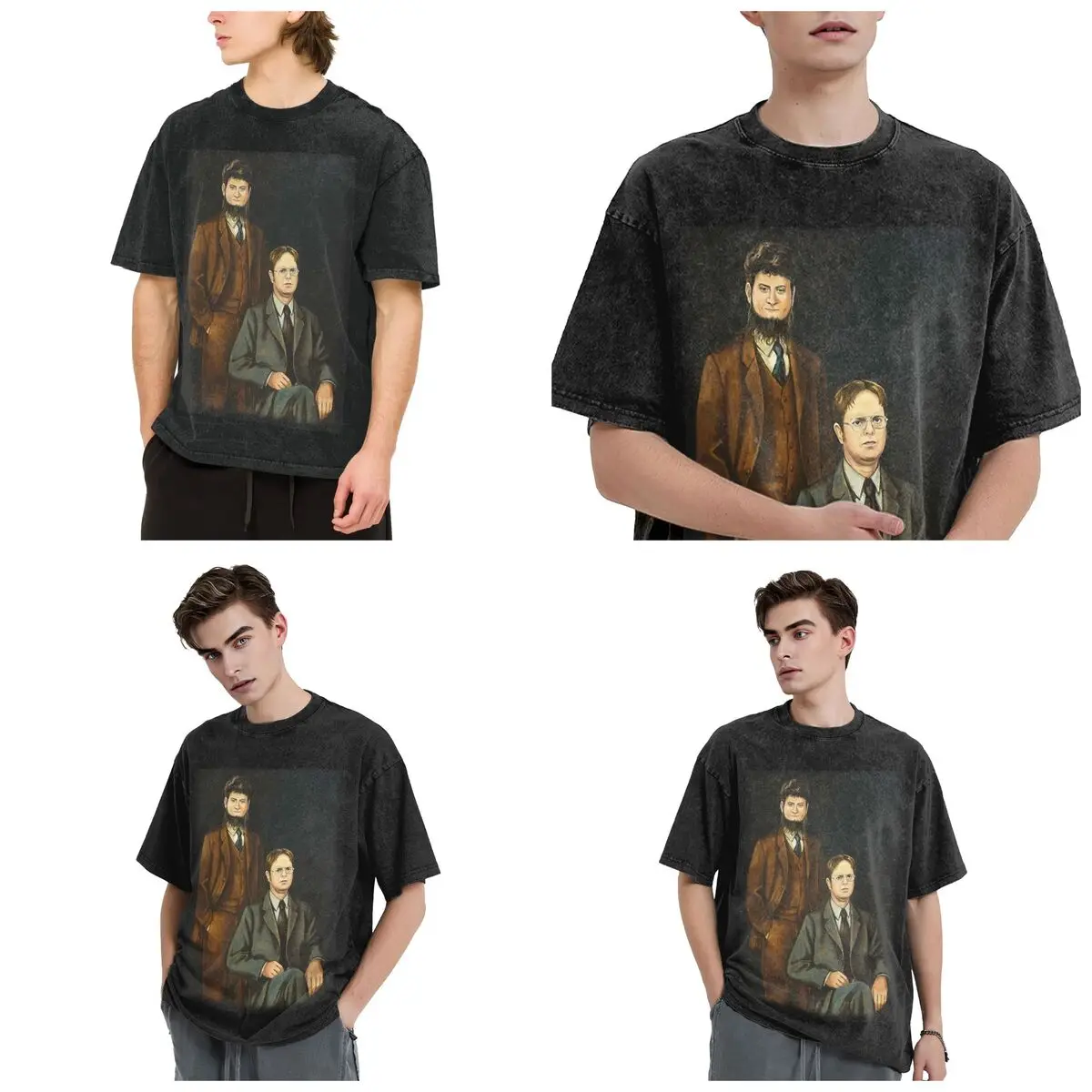Dwight Mose Schrute Hip Hop Short Sleeve T-Shirts Washed Tops Tees Streetwear T Shirt Printed for Men Women