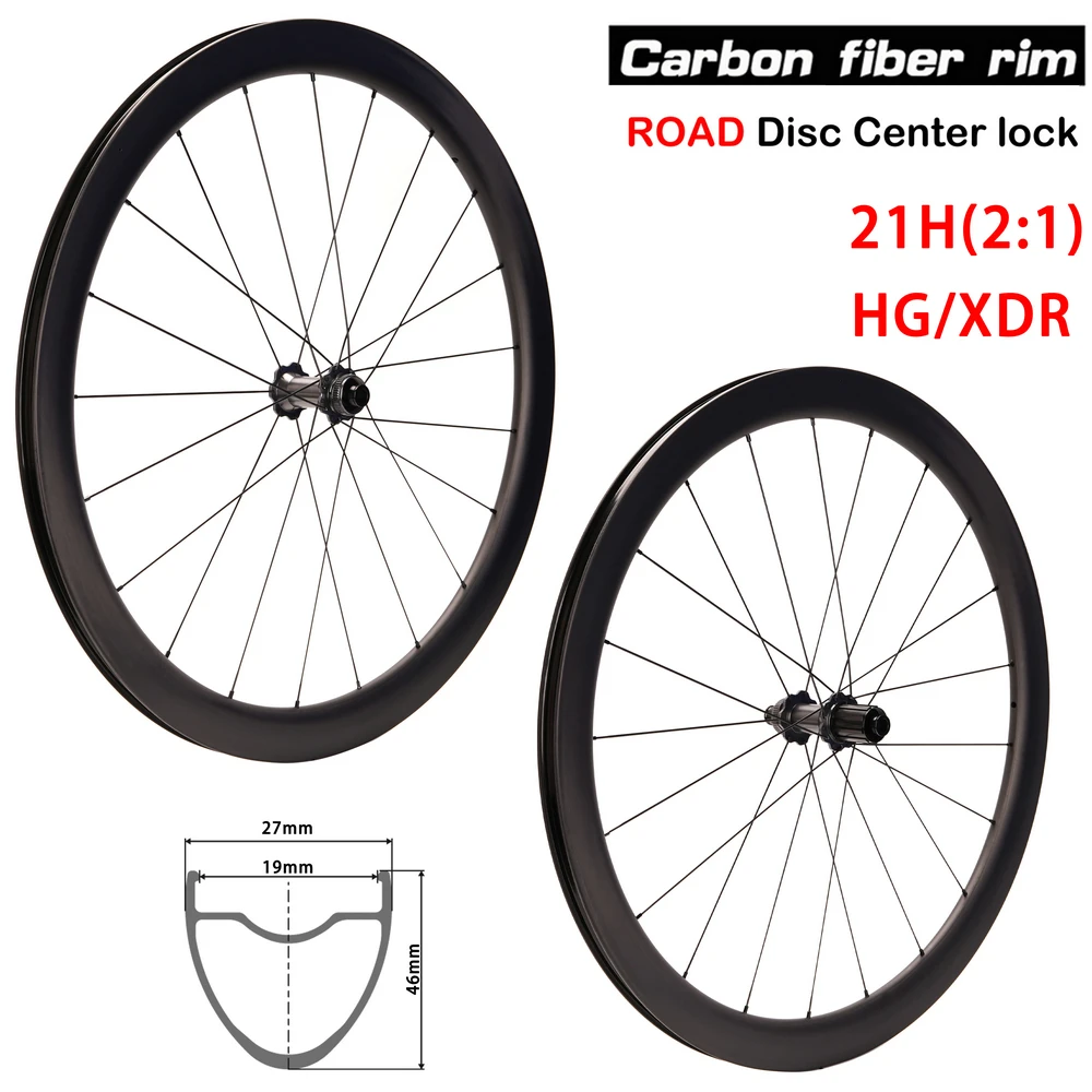 

700C Carbon Road Wheels J-Bend Disc Brake Bicycle Hub Wheelset 46mm Center Lock Wheels Ratchet 36T Sapim Nipple Weight 1352g