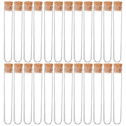 30PCS lab Test Tubes With Cork Clear Plastic Test Tube Wooden Plugs Test Bottle For Scientific Experiments Terrarium 7.8x1.3cm