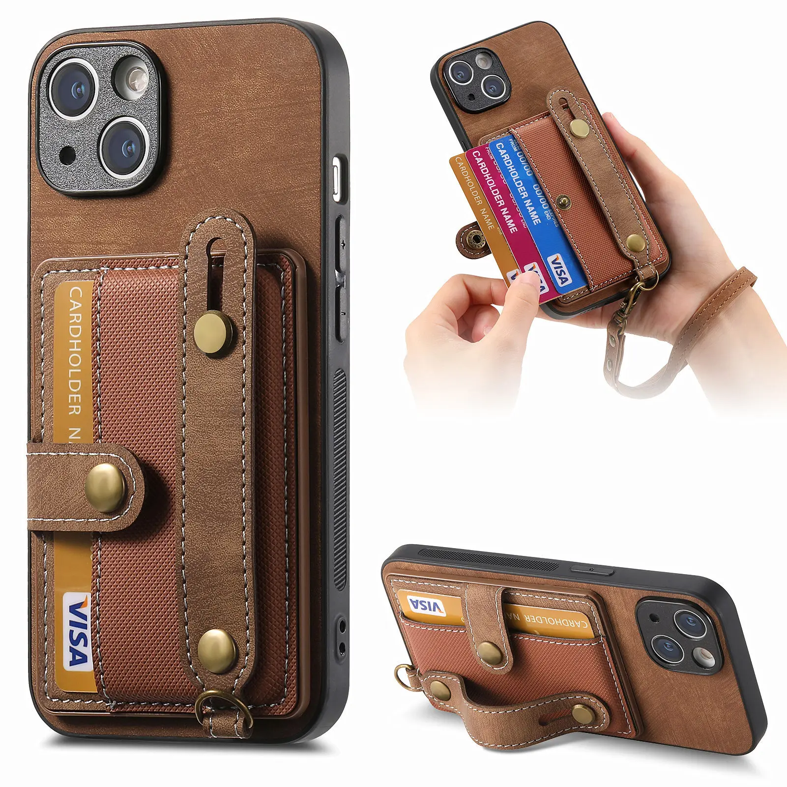 Leather Lanyard Finger Ring Case For Samsung Galaxy Jump 3 2 Buddy 3 2 A Quantum 3 4 Wide 5 6 Luxury Card Holder Phone Cover