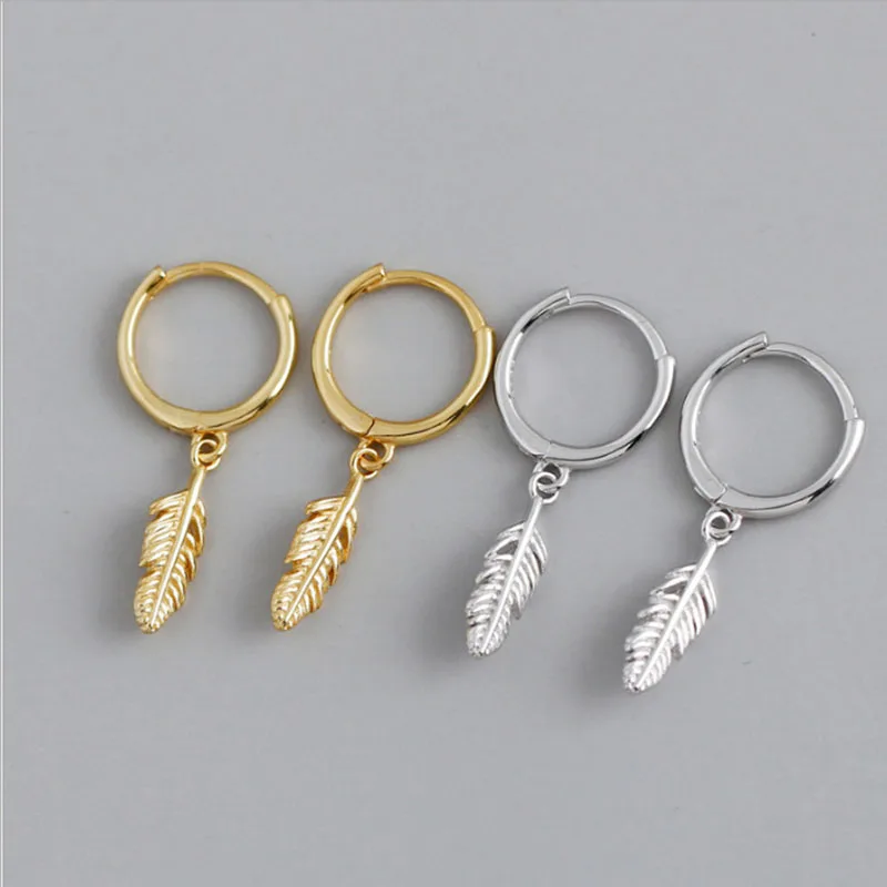 

925 Sterling Silver Hot Sale Korean Feather Earrings Simple Temperament Exquisite Semale Sexy Jewelry Gift