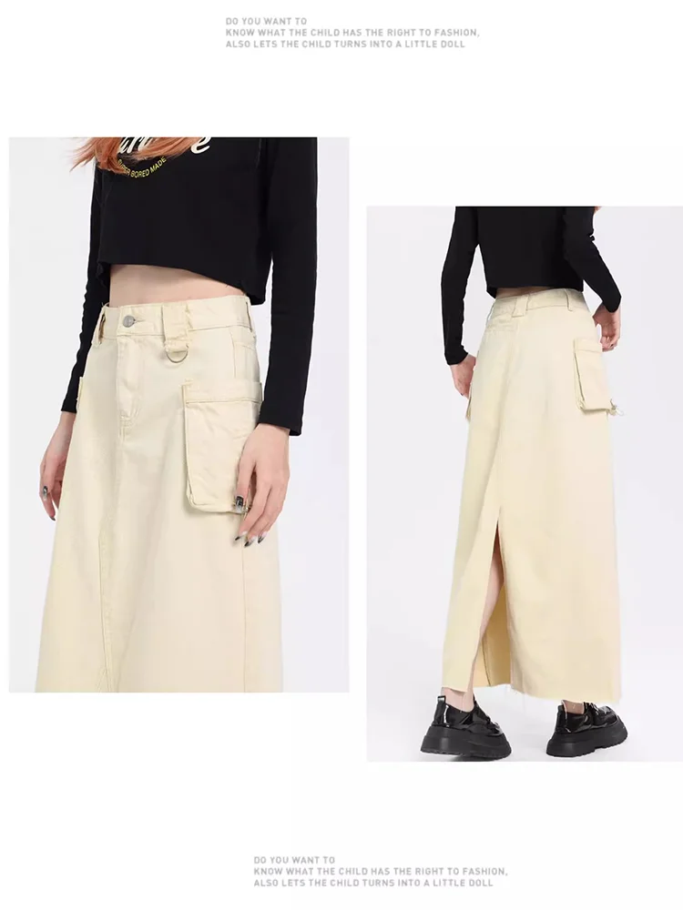 Denim A-line Skirt Women's Slim Covering Crotch and Hip Covering Skirt Y2k New High Waist Slim Fashion Harajuku Instagram 2024