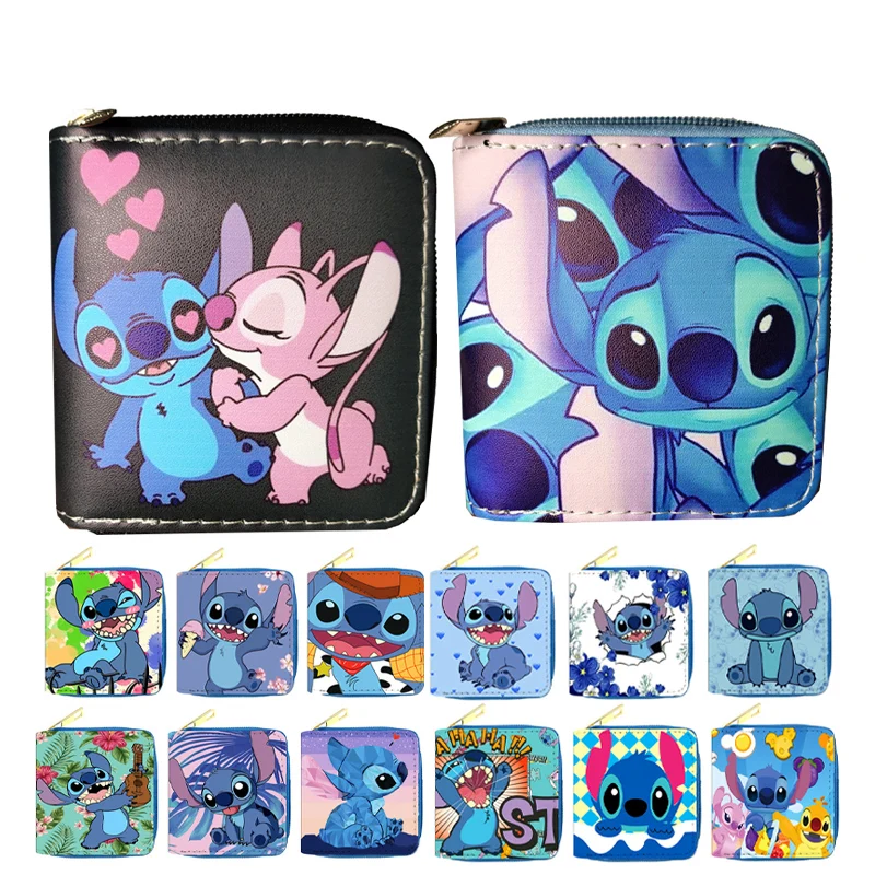 Disney-monedero de Lilo & Stitch para hombre y mujer, cartera Kawaii de dibujos animados, portatarjetas, regalo