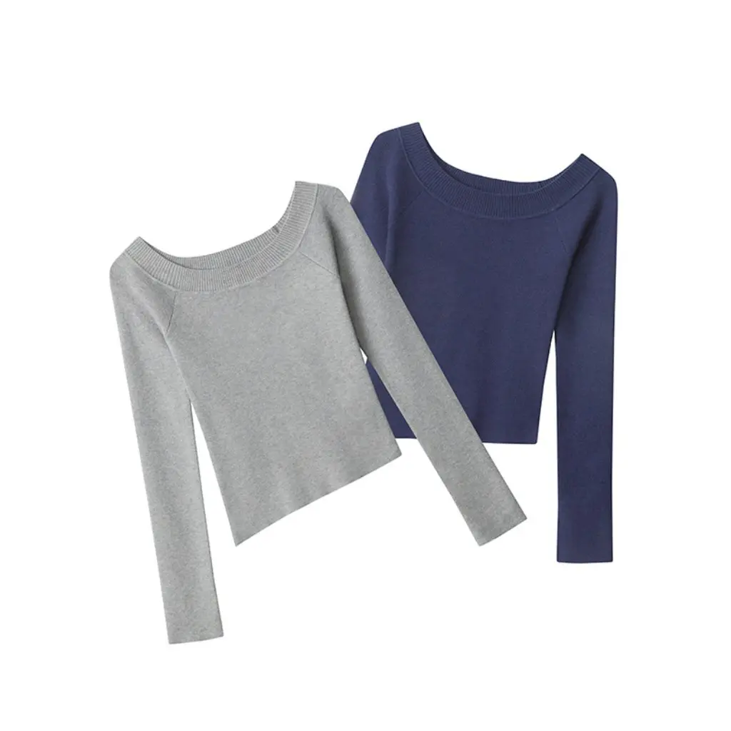 

HeyHenry Women's Off-Shoulder Knitwear Slim-fit Long-Sleeved Autumn Winter Fashion Spice Girl Style