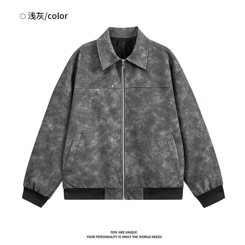 جديد ربيع الخريف العصرية ملابس خارجية متعددة الاستخدامات بدلة العمل سترة جلدية للرجال من جلد الغزال