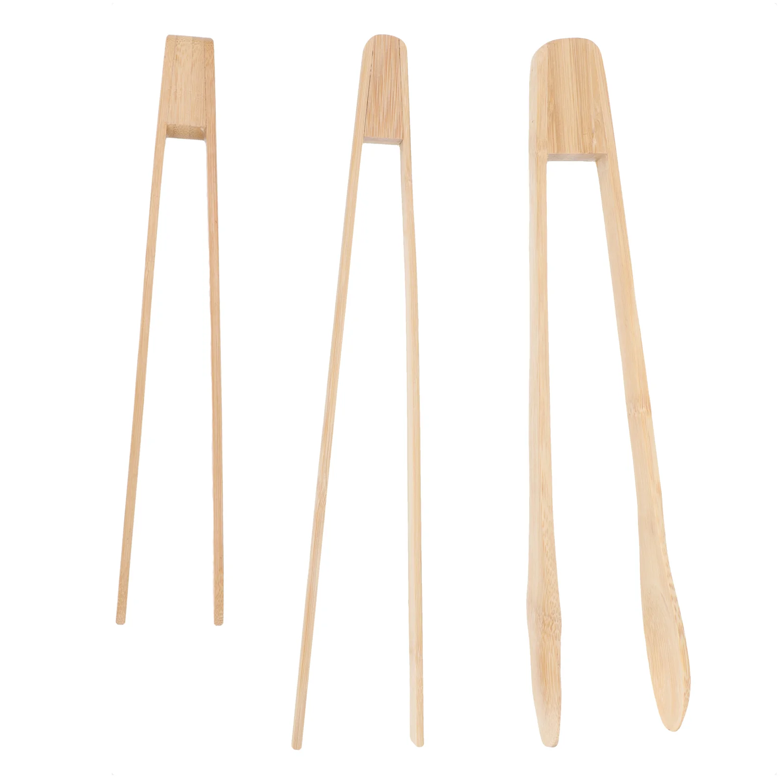 

3 Pcs Bamboo BBQ Tongs Salad Bread Steak Clamps Kitchen Accessory Buffet Grill Clips Heavy Duty Non Ergonomic Handle