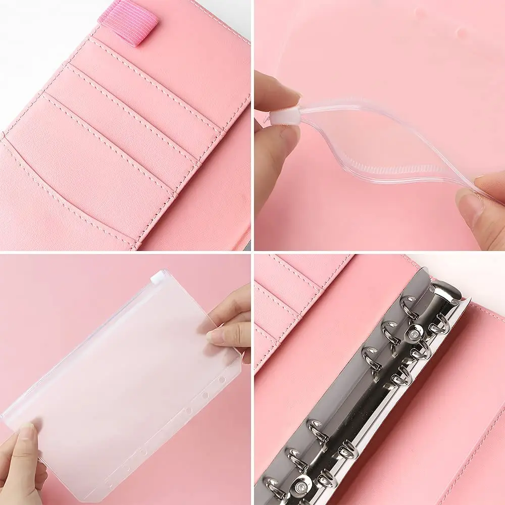 A6 Budget Binder 6 Ring Notebook with Binder Pockets, Expense Budget Sheets, Letter Sticker Labels, Saving Cash Envelopes System