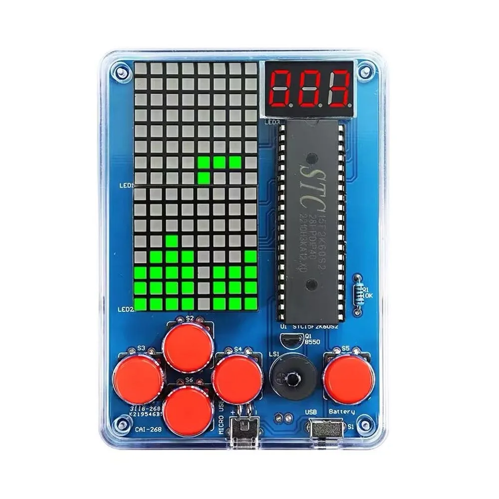 diy electronic soldering kit Pixel Game Console 51 single chip practical electronics(green type)