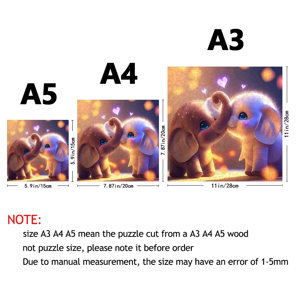 귀여운 코끼리 나무 퍼즐 아트, 독특한 동물 모양 스트레스 해소 장난감, 홈 게임 및 홈 데코용 DIY 캐주얼 게임
