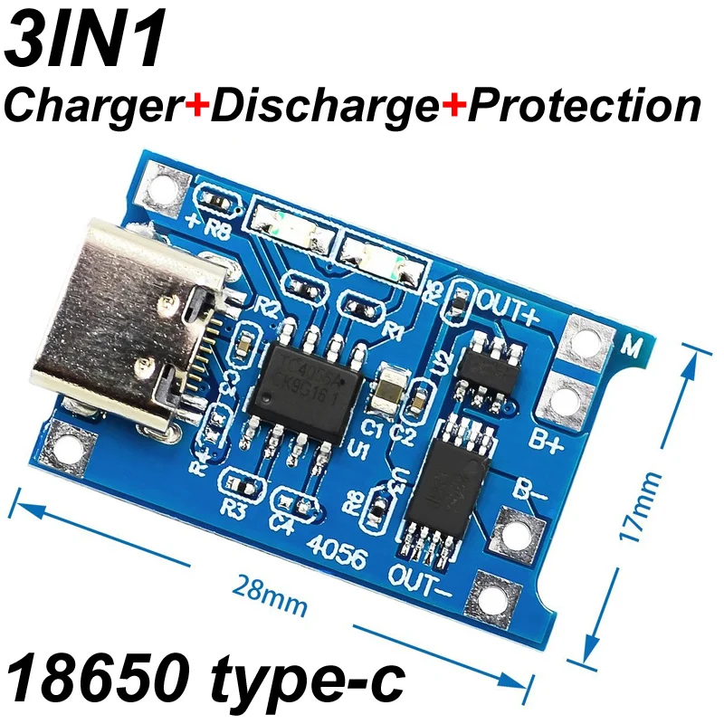 5V 1A 18650 TC4056A Lithium Battery Charging Board with discharge Protection Module  Typ C/Micro/Mini interface Battery Charger