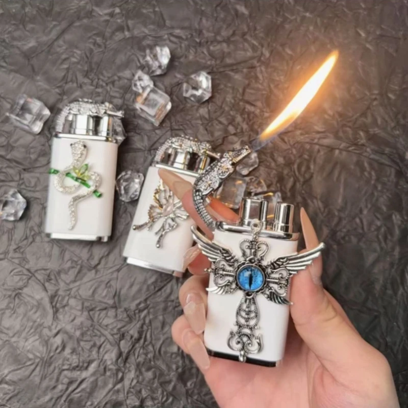 

Windproof Double Flame Inflatable Lighter Metal Jet Flame Outdoor Portable Personalized Lighter High End Fashion Smoking Gift