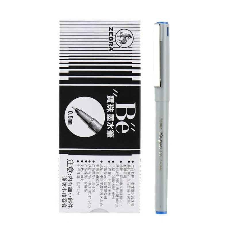 قلم الكرات الدوارة ZEBRA BE-100 - حبر أسود بنقطة إبرة 0.5 مم، كتابة سلسة للتوقيع التجاري والاستخدام المكتبي، تصميم ياباني