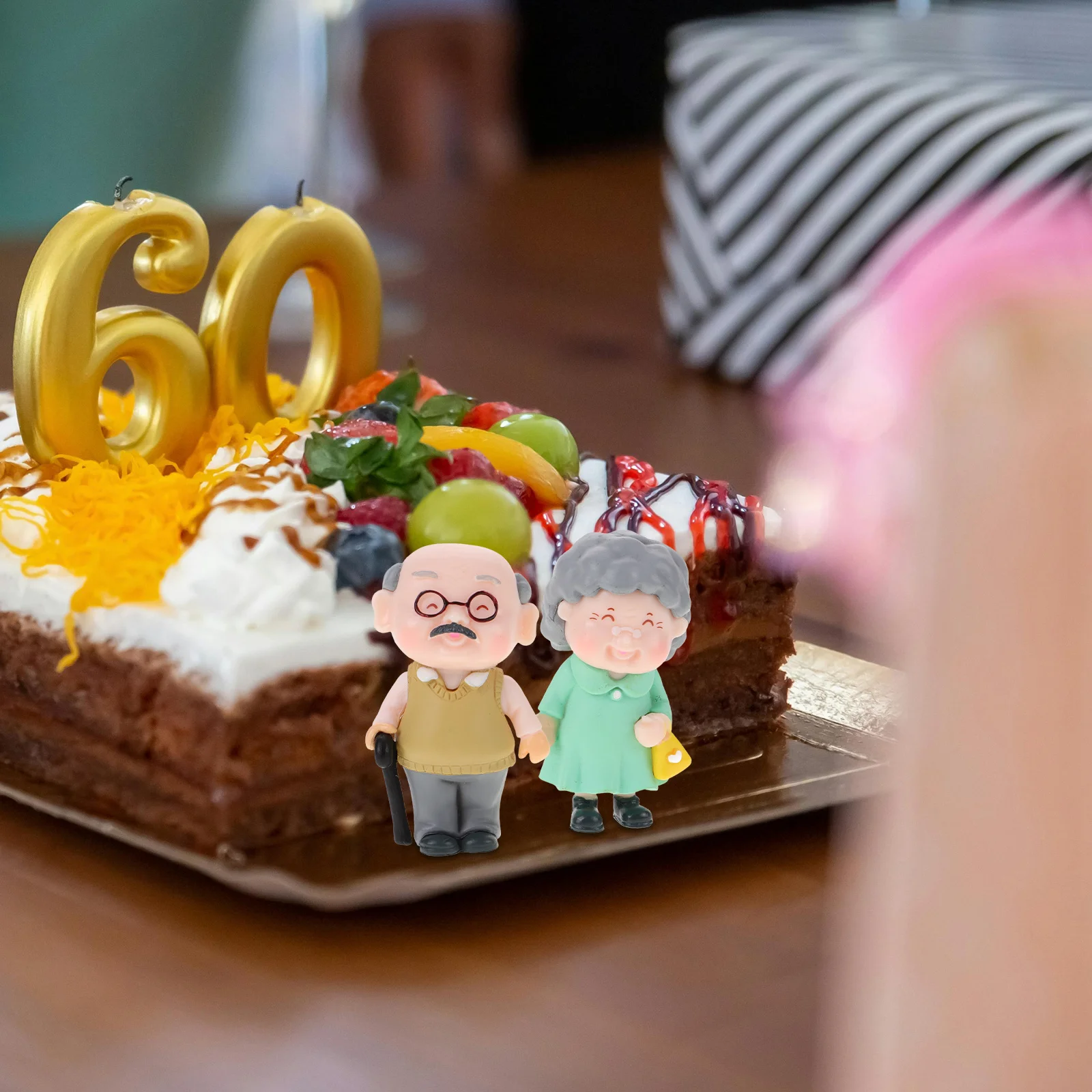 

Miniature Couple Figurines Anniversary Cake Old Topper Decor Elderly Couples Ornaments Baking DIY
