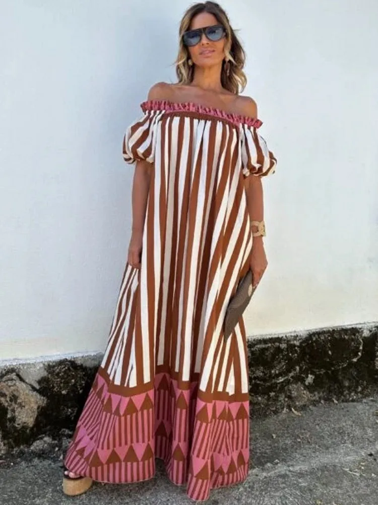 African Dresses For Women Elegant 2026 Dashiki Summer Off Shoulder Maxi Dress Ladies Traditional African Clothing Fairy Dreaes