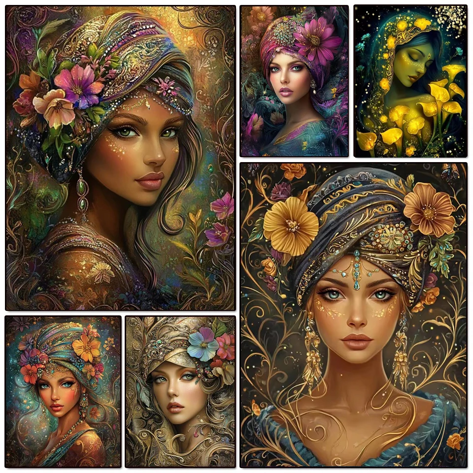

DIY Diamond painting Flower African Woman Beauty Diamond Embroidery Mosaic Jewelry Cross stitch Home Decor Accessories New 2025