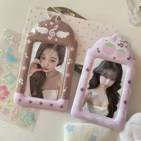 Strawberry Wings Photocard Holder Pink Aesthetic Grid Display 3 Inch Card Cover DIY Hanging Decor for Cards&zwnj; Kpop Idol Photocard