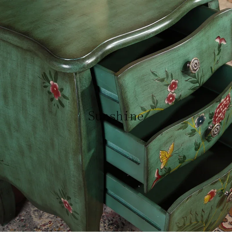 High-end sofa corner cabinets, creative three-bucket cabinets, light luxury painted furniture  FT