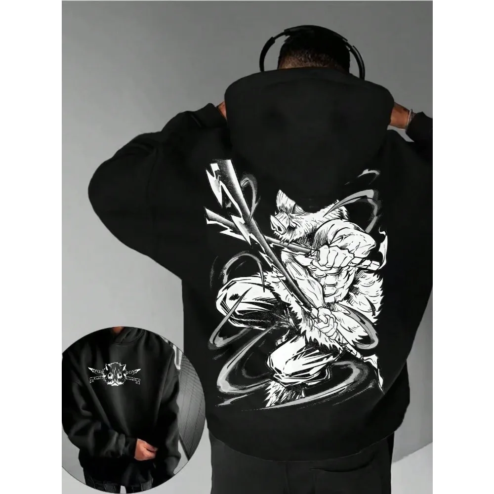 

Уличная одежда для фанатов аниме Y2K по мотивам «Клинка, рассекающего демонов», мужские худи на весну и осень, повседневная спортивная одежда унисекс в стиле аниме