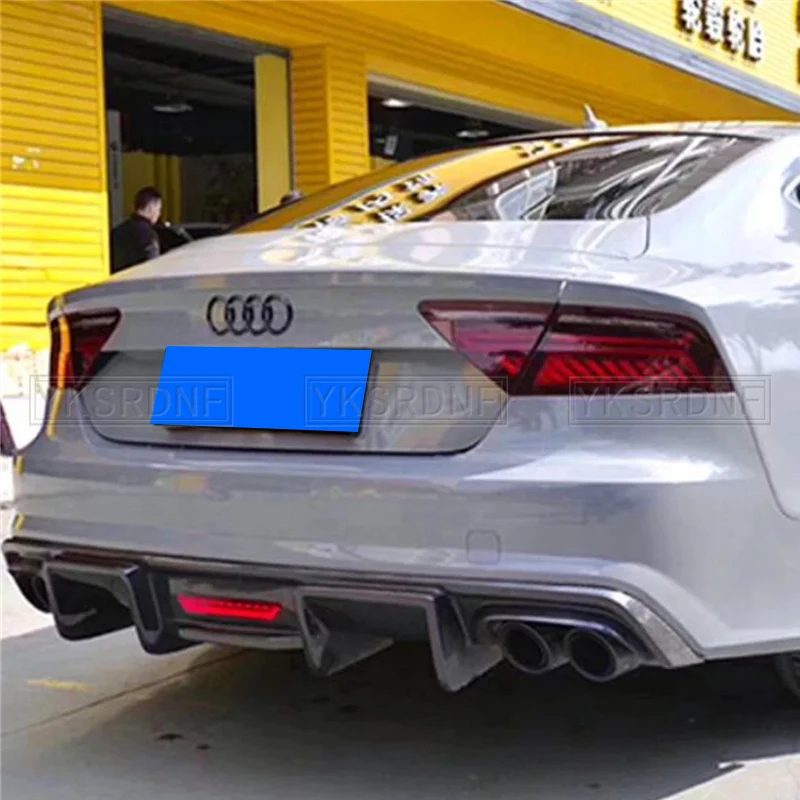 For Audi A7 S7 RS7 2012 2013 2014 2015 2016 2017 2018 Carbon Fiber Rear Bumper Diffuser Lip Spoiler High Quality Car Accessories