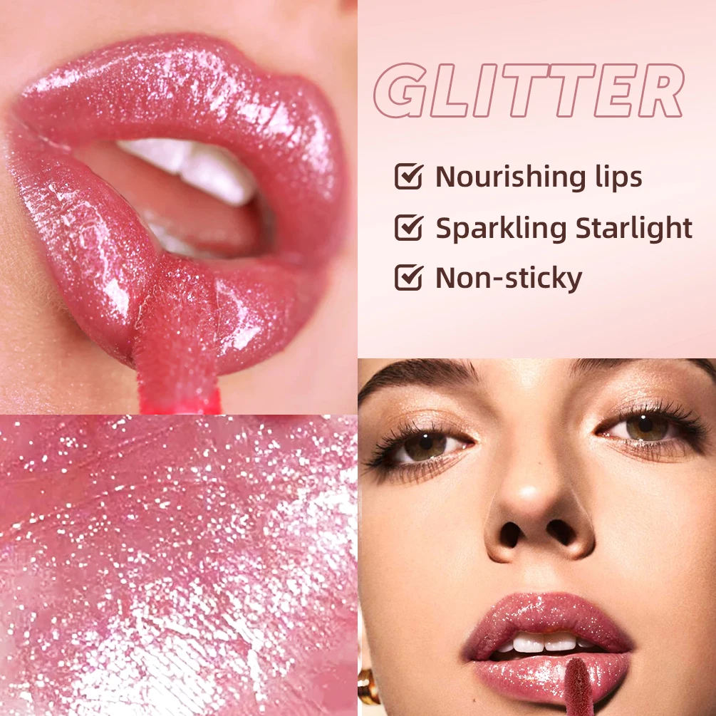 QIBEST Pearly Shiny Glitter Diamond Liquid Lipstick Women Waterproof Dual-use Lasting Lip Gloss Eye Shadow Charming Lips Makeup