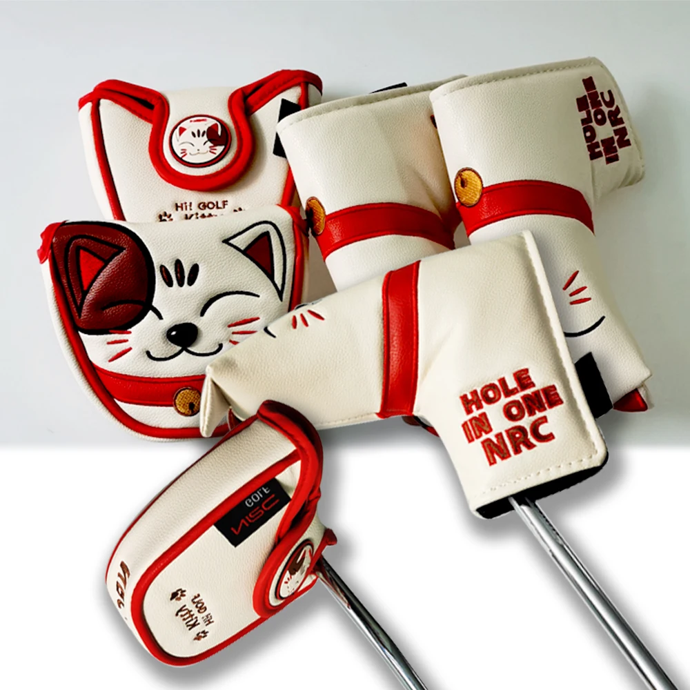 Golf Headcovers 1 3 5 UT Golf Driver/Fairway Wood/Hybrid/Iron/Mallet Putter/Blade Putter Lucky Cat Cartoon  Head Cover