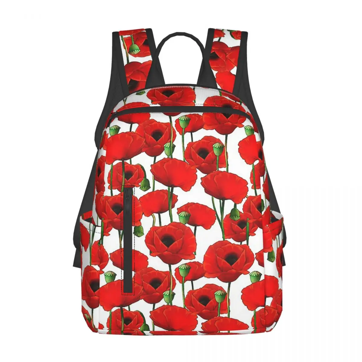 

Poppy Pattern Backpack Large Capacity Kids BookBag School Bag Shoulder Bags for Men Women