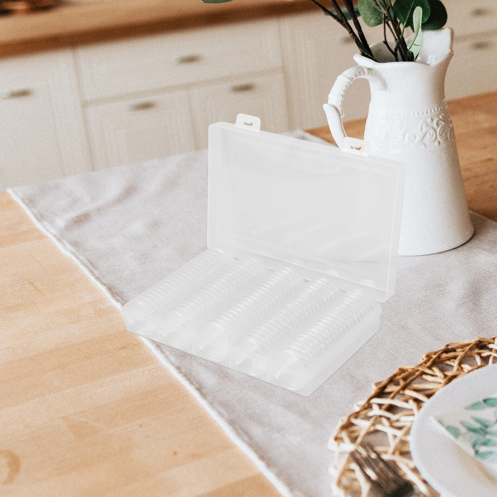 1 set Capsules 27Mm Transparent Plastic Coin Holders For Collectors Storage Box Crescent Opening Design Coin Case