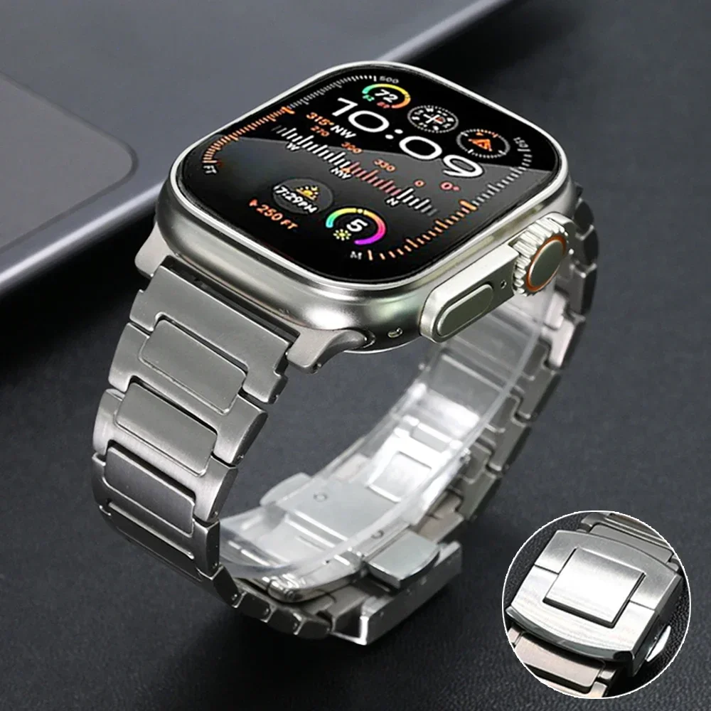 Titanium Bracelet for Apple Watch Ultra 2 49mm 10 46mm 316L Stainless Steel Buckle Band For IWatch 9 8 7 6 5 4 SE 44mm 45 Strap