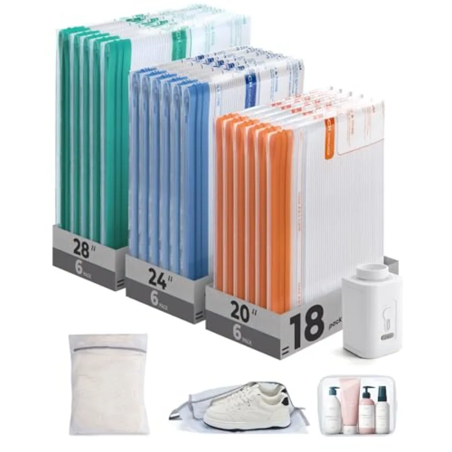 

Портативный вакуумный компрессор для путешествий с перезаряжаемым насосом, вакуумные пакеты для экономии места в путешествиях и дома, герметичные пакеты для хранения.