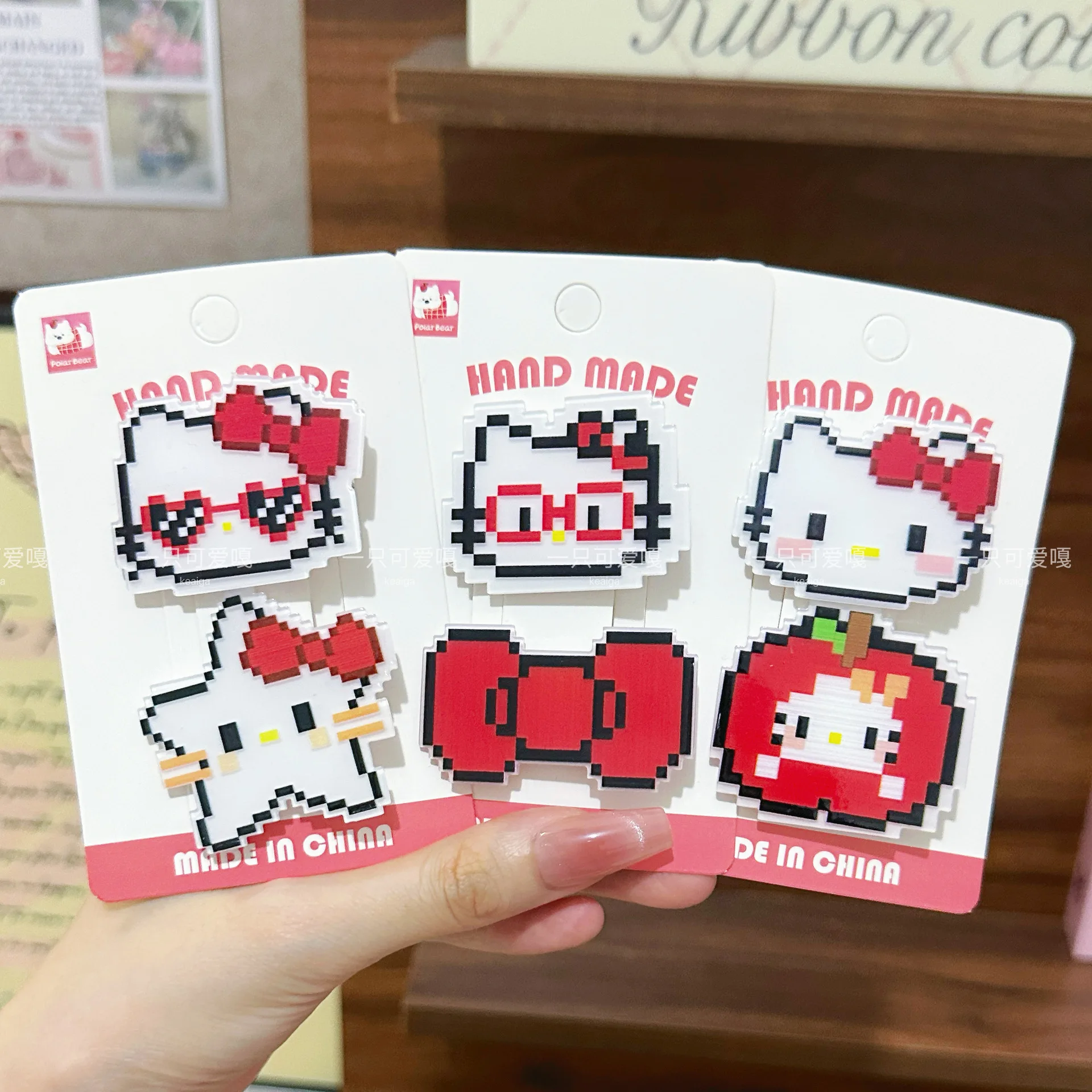 

Заколка для волос с мультяшной мозаикой «Hello Kitty», милое и милое сердце для девочек с челкой, заколка в виде утконоса, повязка на голову, детская новая заколка для волос, подарки