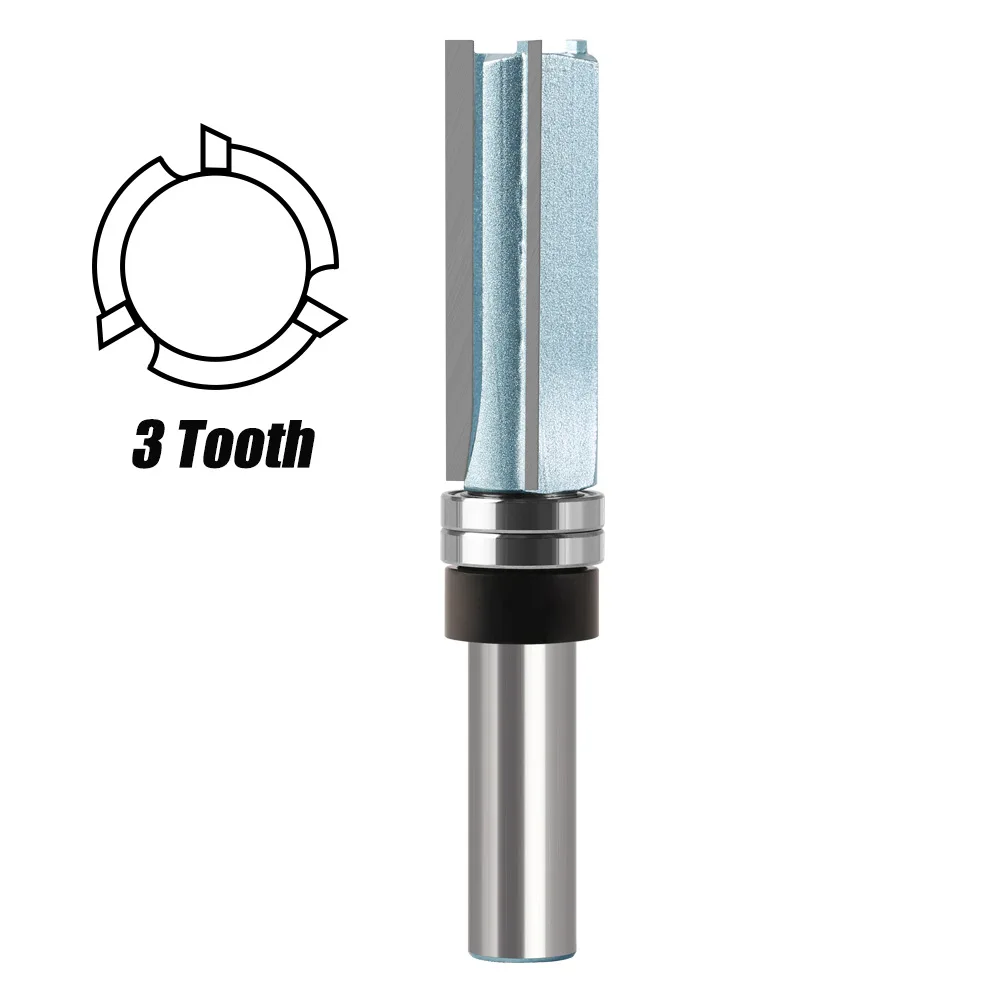 1Pcs 12mm 1/2 Shank Flush Trim Router Bit Bottom Double Bearing Milling Cutter For Wood Slotted Engraving Tool