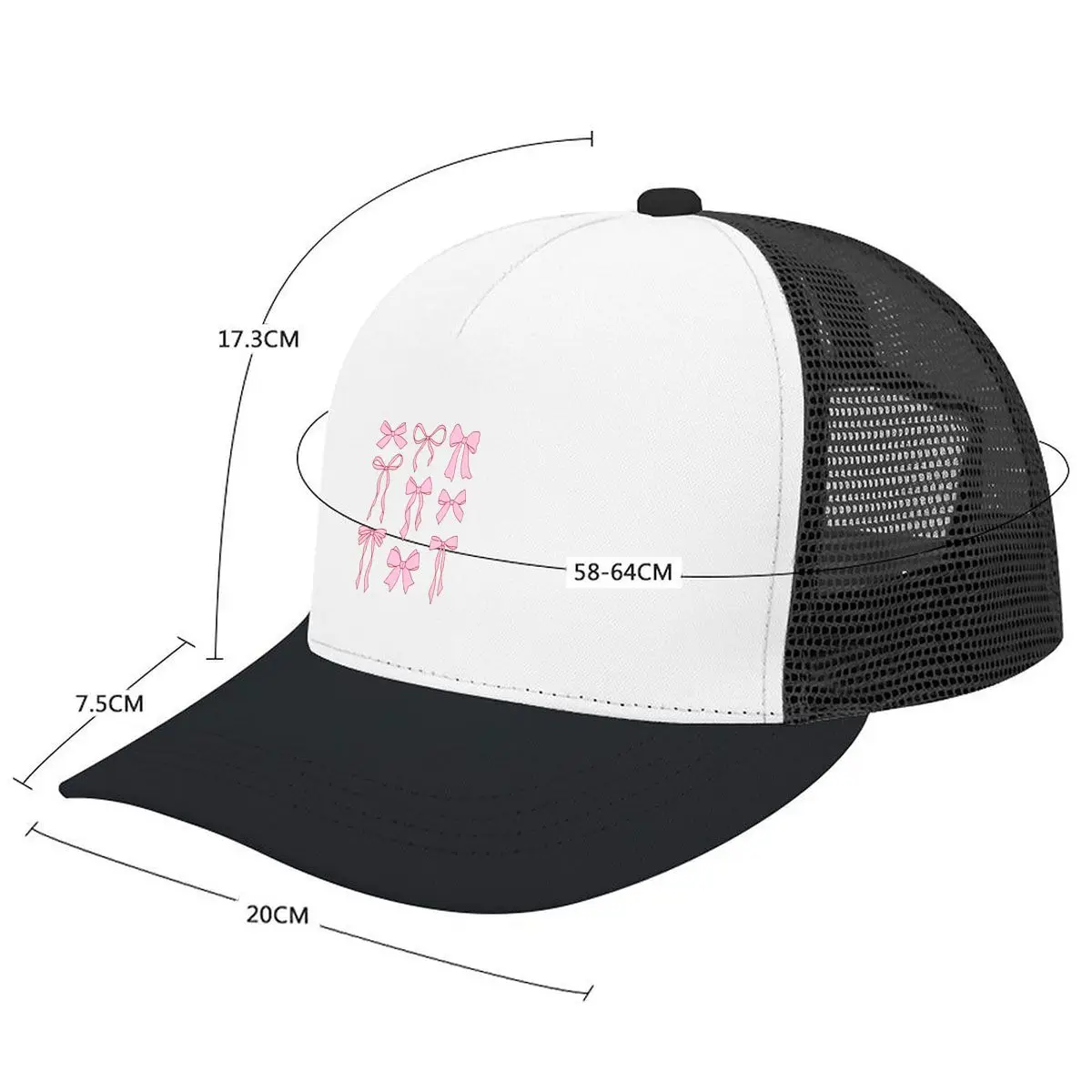 Pink Ribbon Bow Collection Mesh Baseball Cap Casual Hat Outdoor