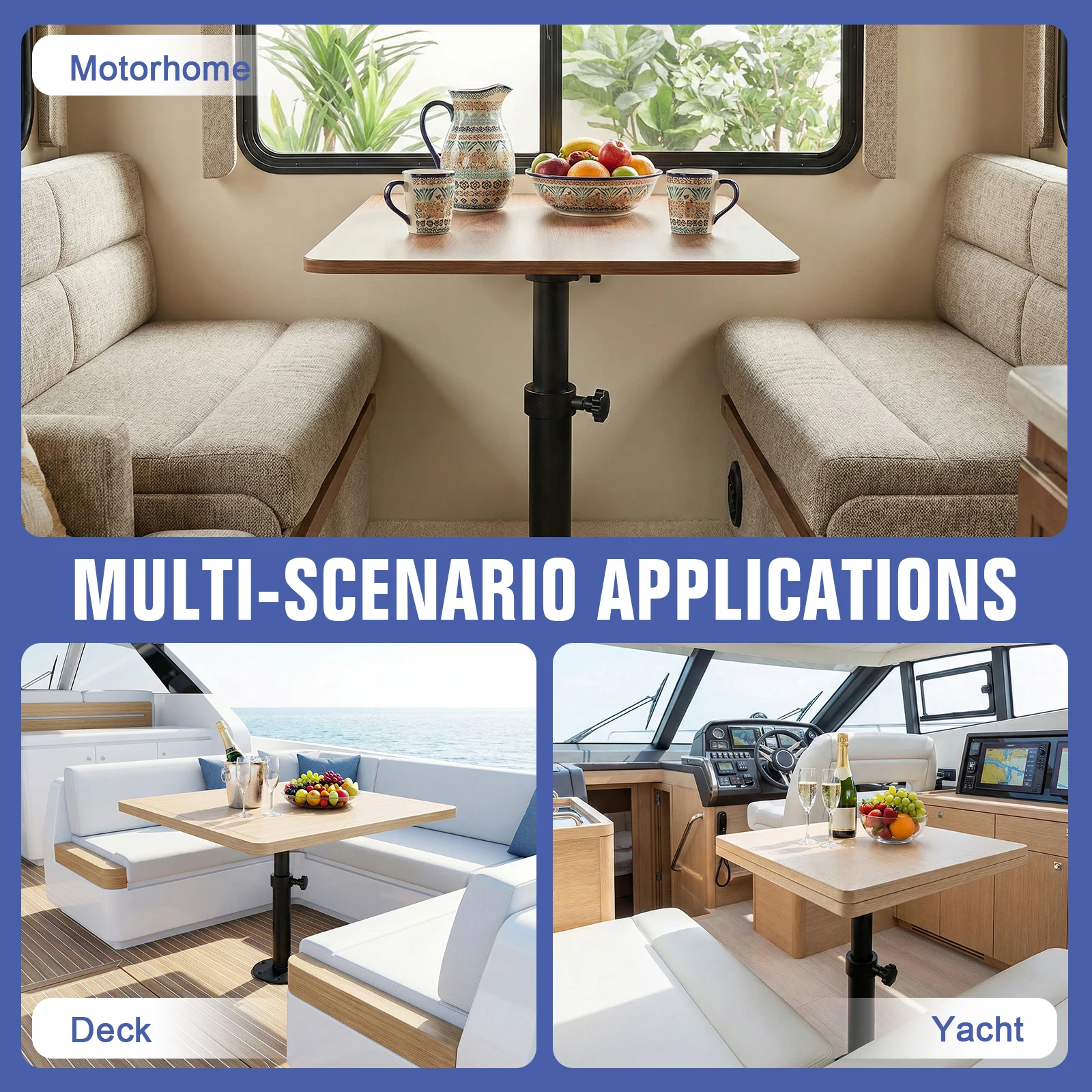 

Detachable Tables Leg Base One-Leg Lifting System Aluminum Alloy Stand Base 27.5In for Boat Yacht Motorhome Caravan