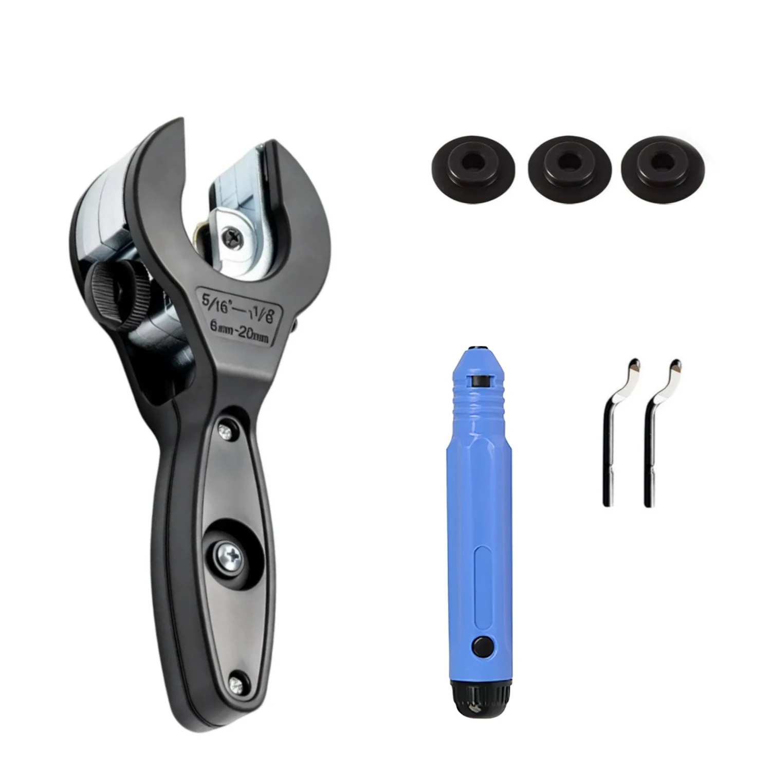 6-23mm or 8-29mm Ratcheting Tubing Cutterwith 3 Blades and Deburring Tool for Copper Brass Aluminum Corrugated Pipes PVC PPR