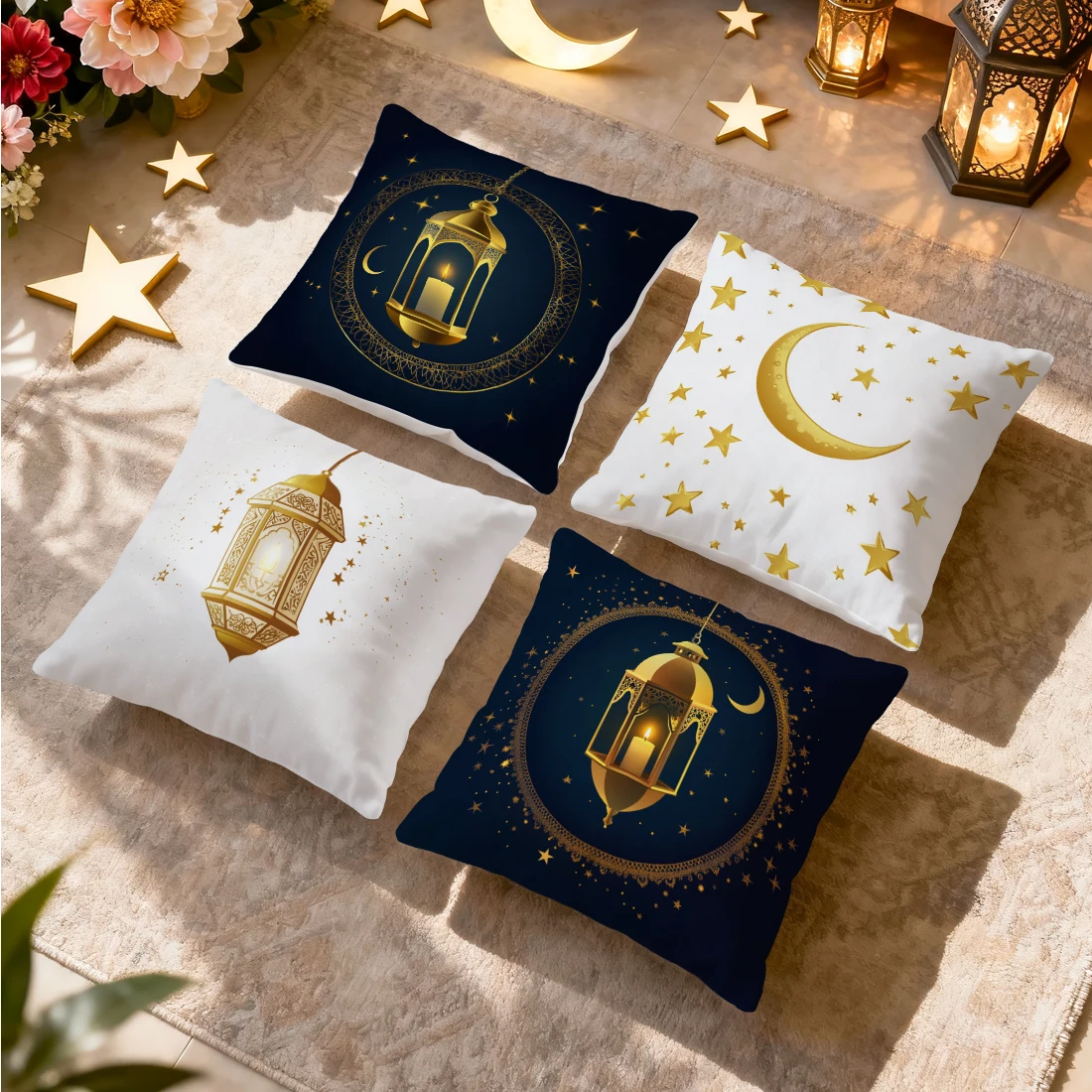 Ramadan Star Moon Pillowcase Printed Polyester 40/45/50cm Throw Pillowcover Decorative Sofa Cushion Pillowslip Home Decor