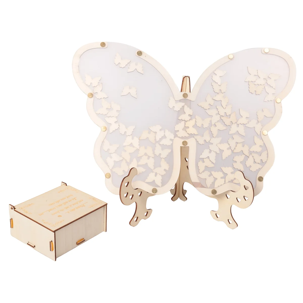 White Wedding Guest Book Alternative for 40 Guests to 200 Guests, Drop Wooden Butterfly Frame with Small Butterflies