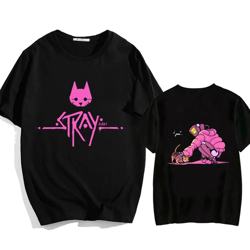 Stray Game Momo Cat Fashion Anime T-shirt Cute Cartoon Manga Tshirt 100% Cotton Short Sleeve Men/women Tee-shirt Graphic T Shirt